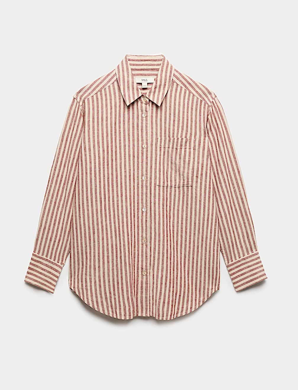 Linen Rich Striped Collared Shirt