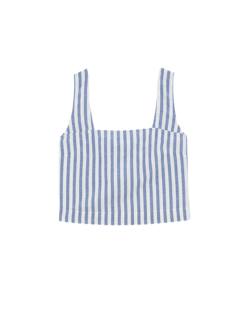 Printed Square Neck Beach Top with Linen