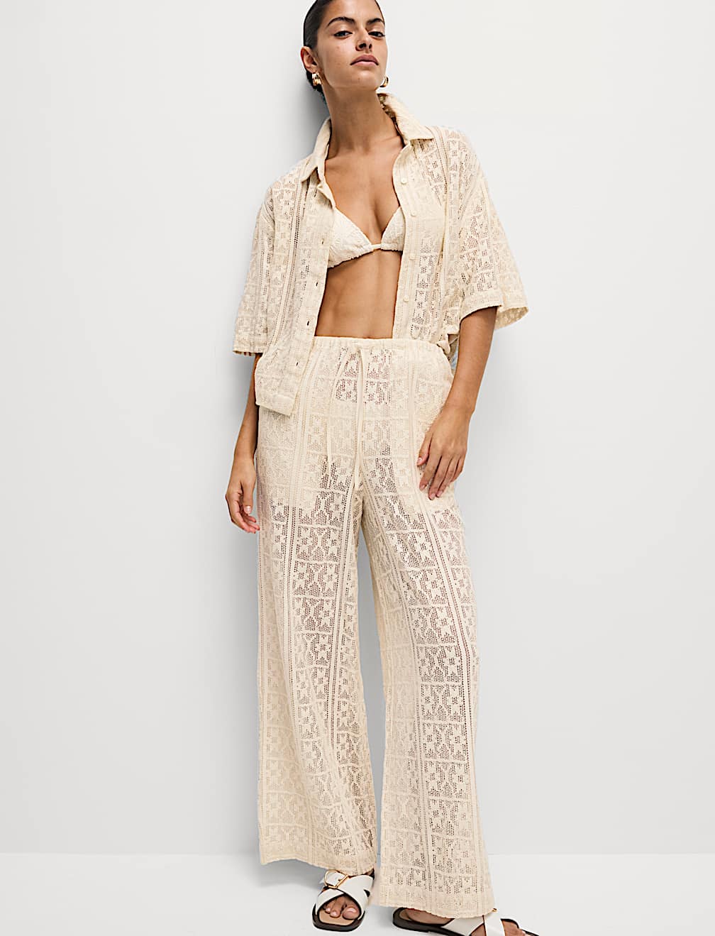Pure Cotton Crochet Beach Trousers
