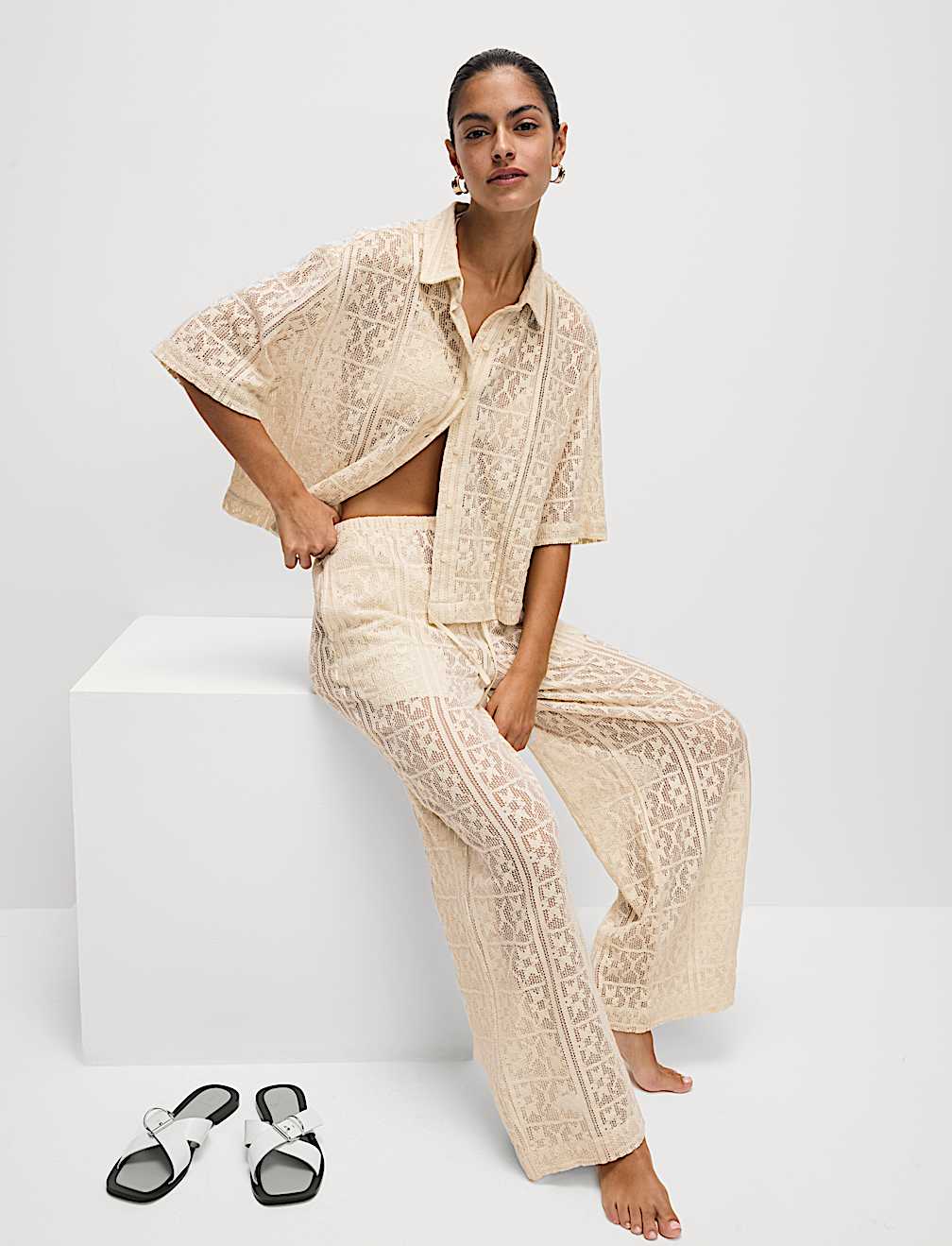 Pure Cotton Crochet Beach Trousers