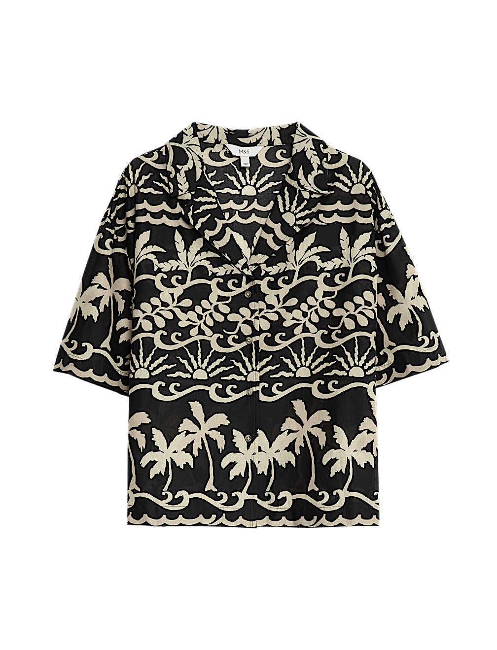 Pure Cotton Printed Collared Beach Shirt