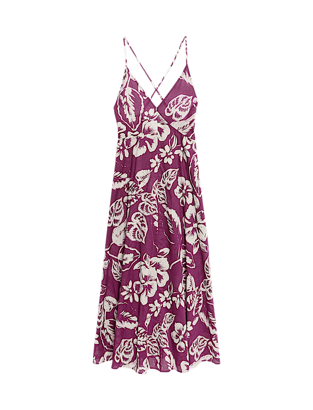 Pure Cotton Printed V-Neck Beach Dress