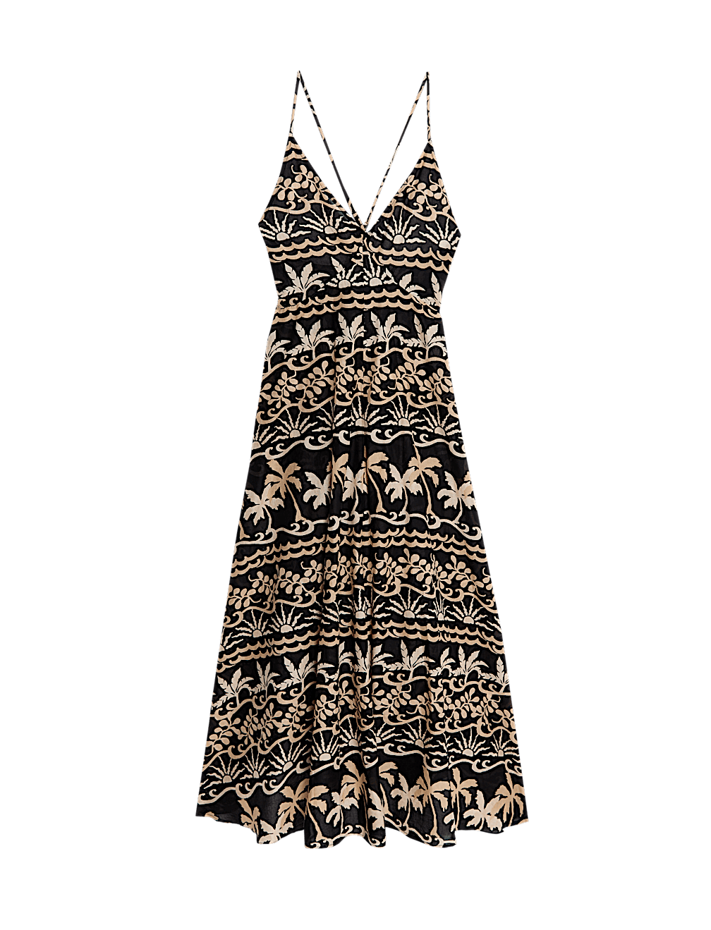 Pure Cotton Printed V-Neck Beach Dress