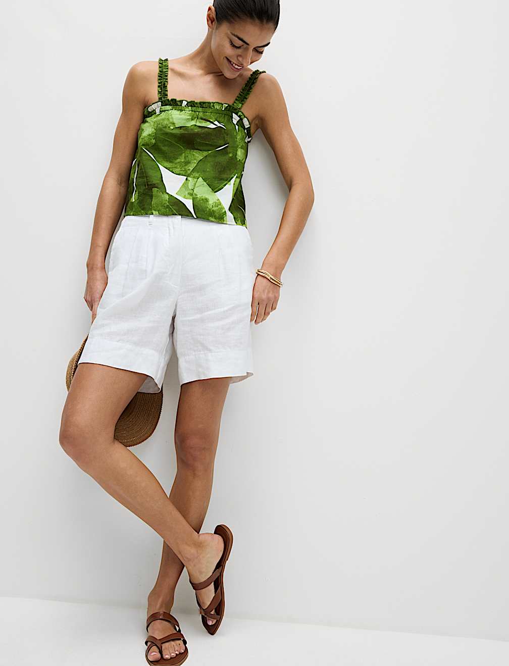 Pure Cotton Printed Strappy Vest