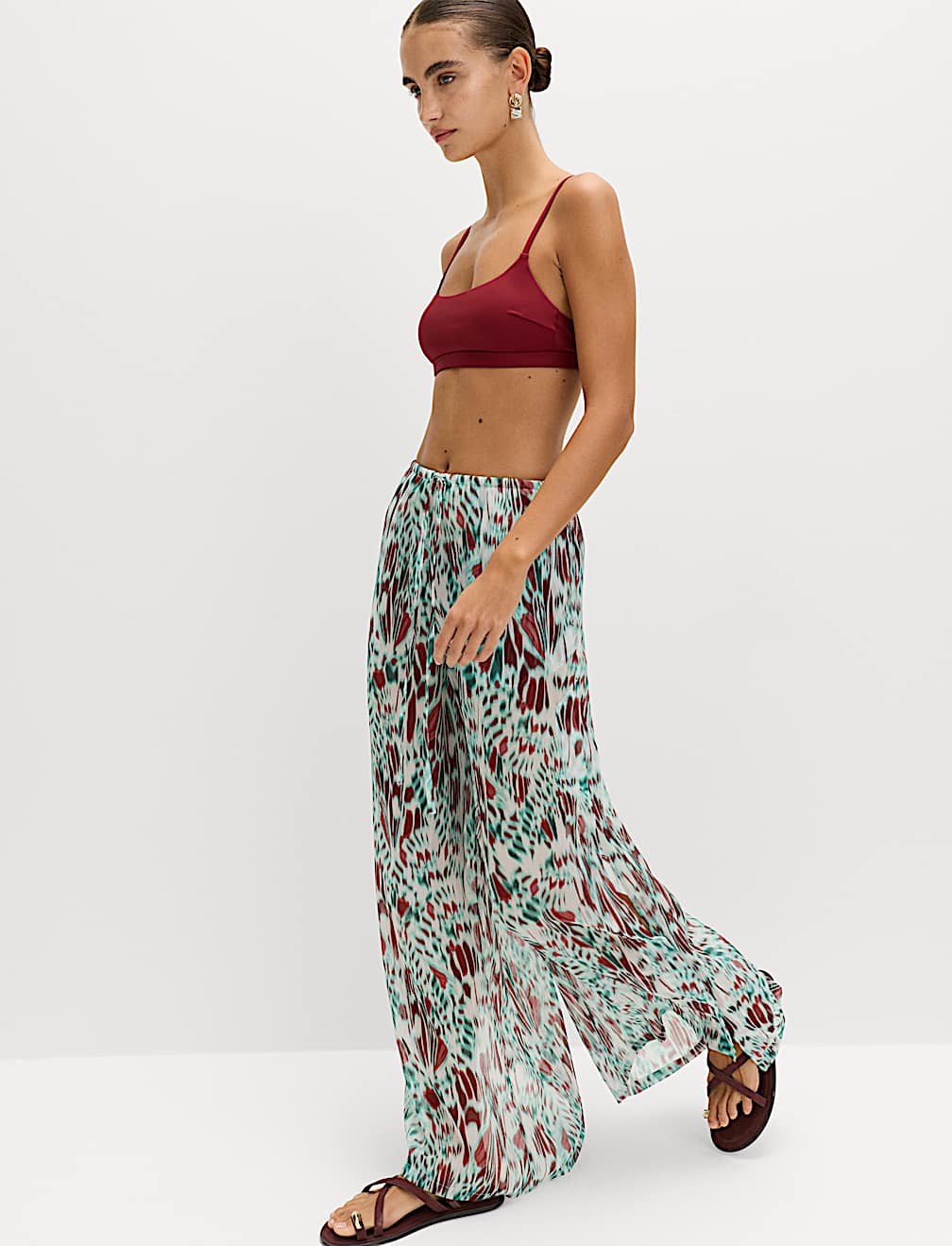 Printed Drawstring Beach Trousers