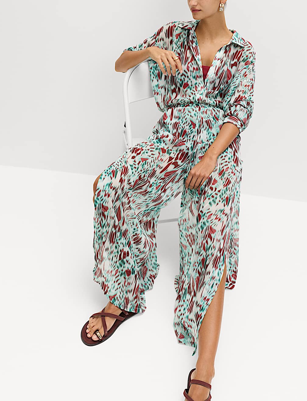 Printed Drawstring Beach Trousers