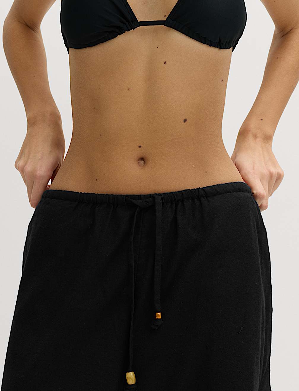 Cotton Rich Beaded Drawstring Beach Trousers