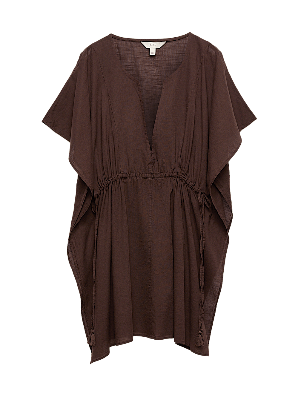 Pure Cotton Tie Detail Mini Kaftan Dress
