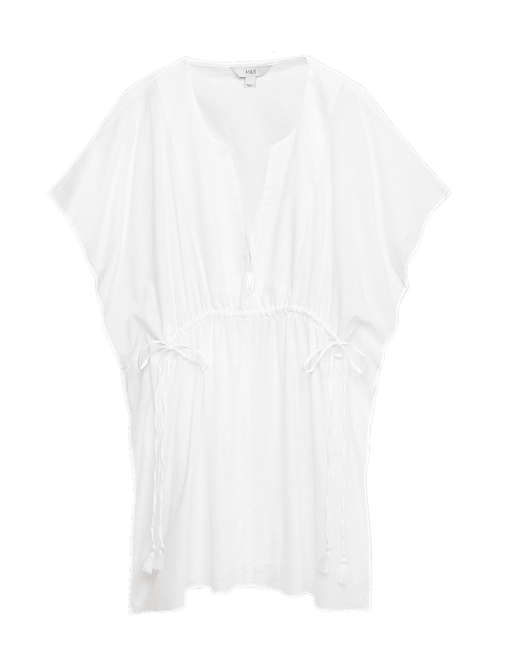 Pure Cotton Tie Detail Mini Kaftan Dress