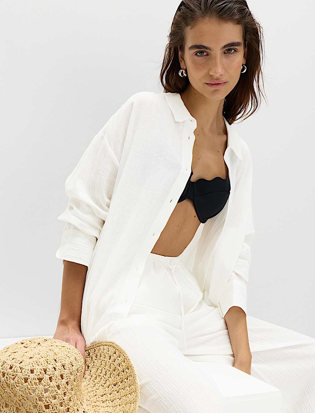 Cotton Rich Textured Shirt with Linen