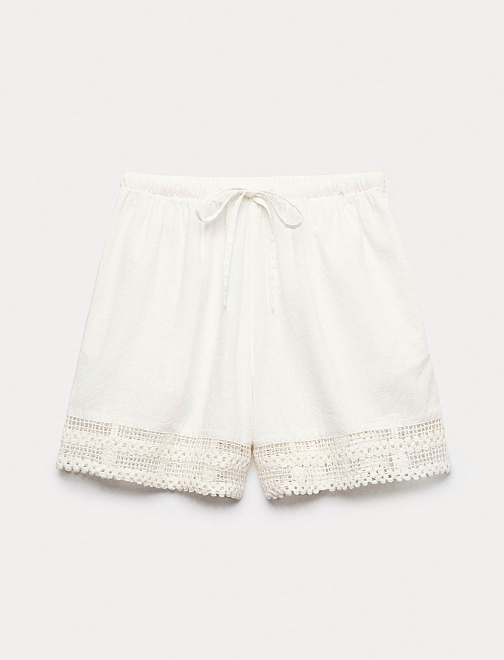 Pure Cotton Lace Insert Beach Shorts