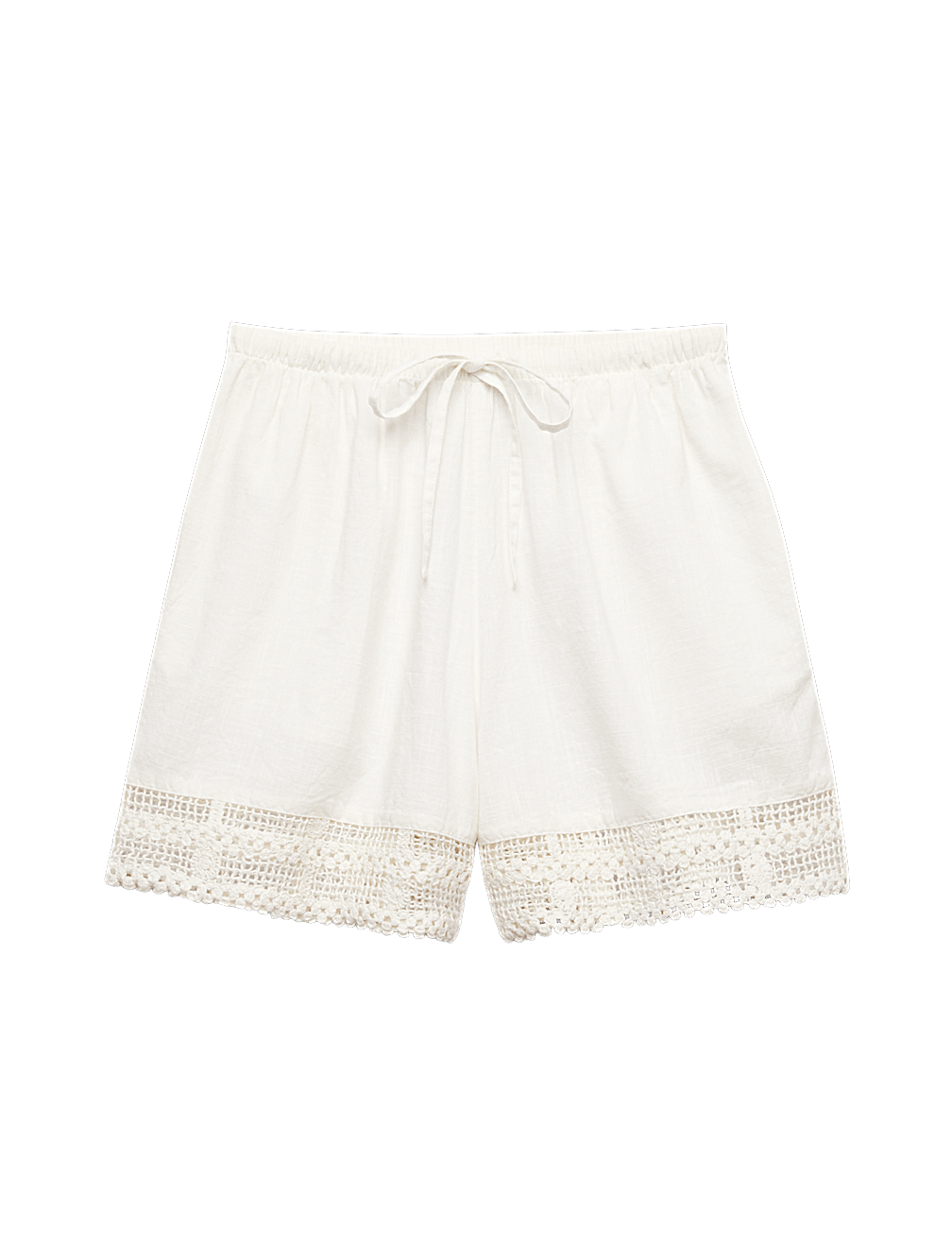 Pure Cotton Lace Insert Beach Shorts