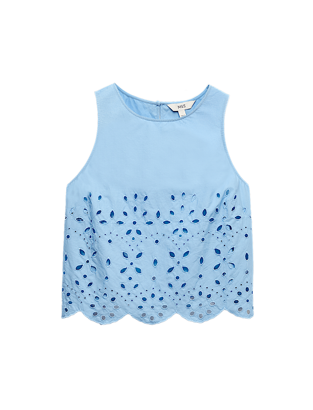 Pure Cotton Broderie Crew Neck Beach Top