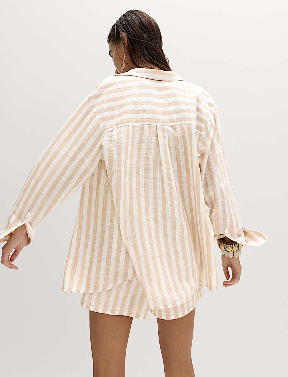 Pure Cotton Striped Long Sleeve Beach Shirt