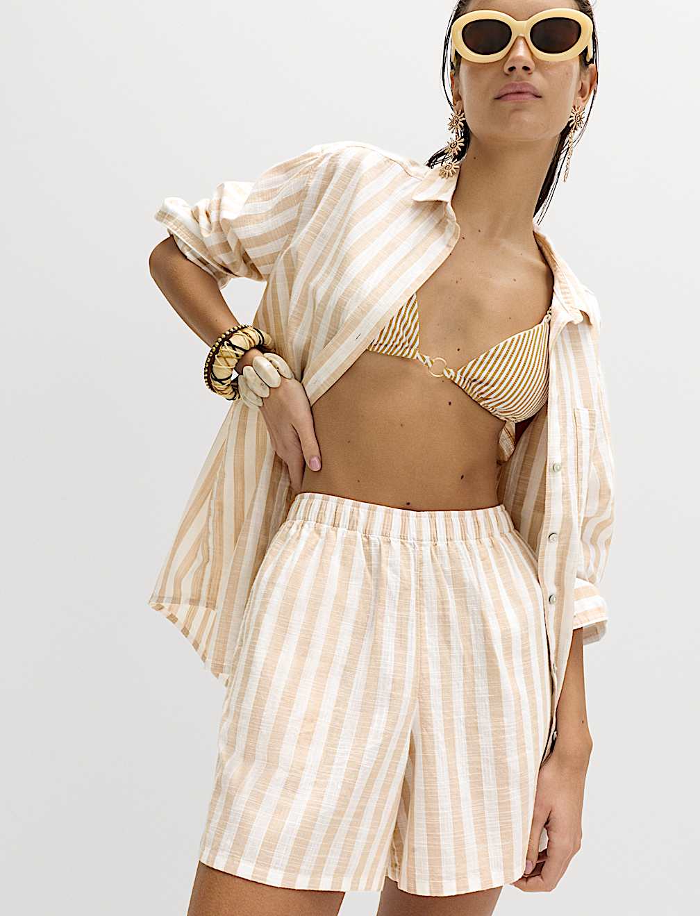 Pure Cotton Striped Beach Shorts