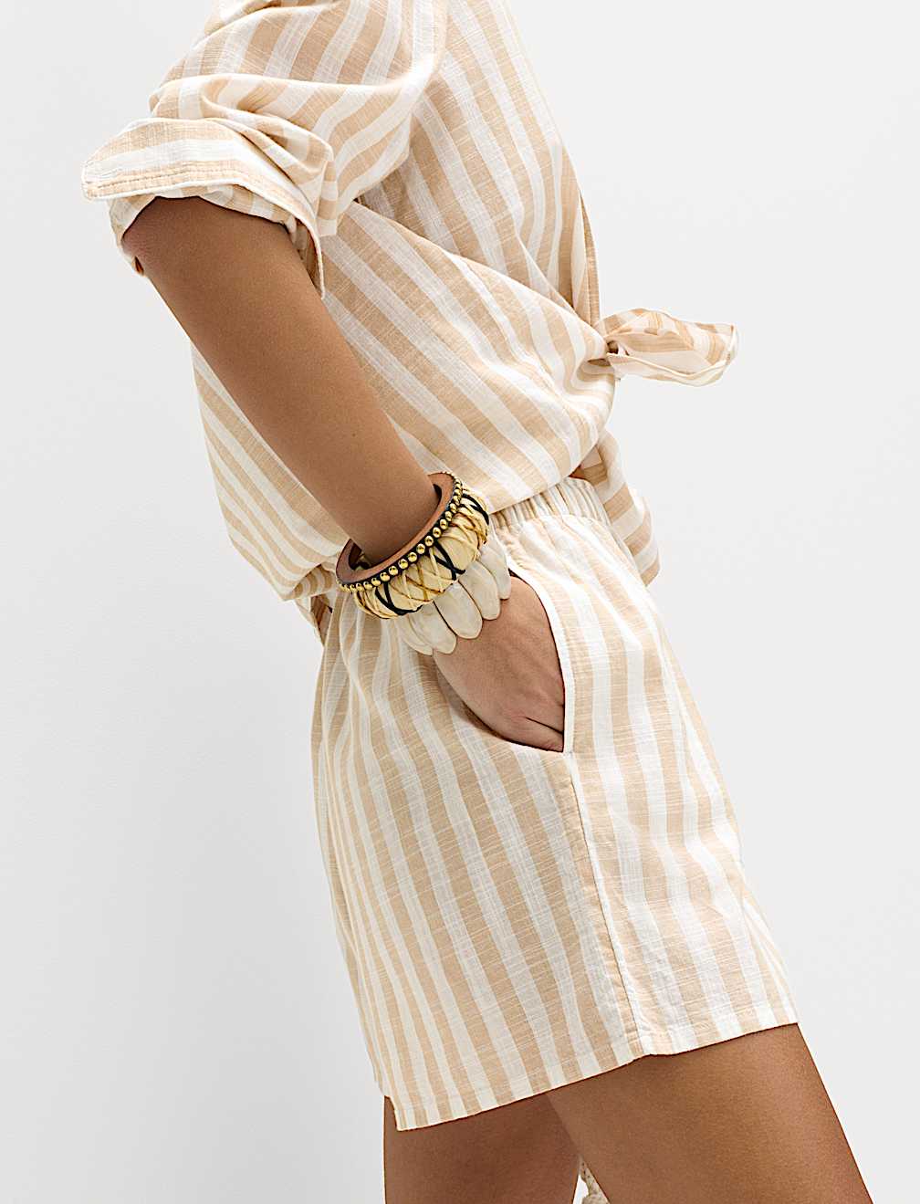 Pure Cotton Striped Beach Shorts