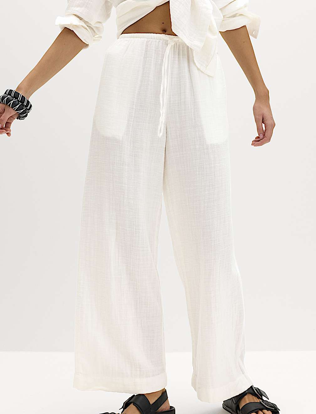 Pure Cotton Drawstring Beach Trousers