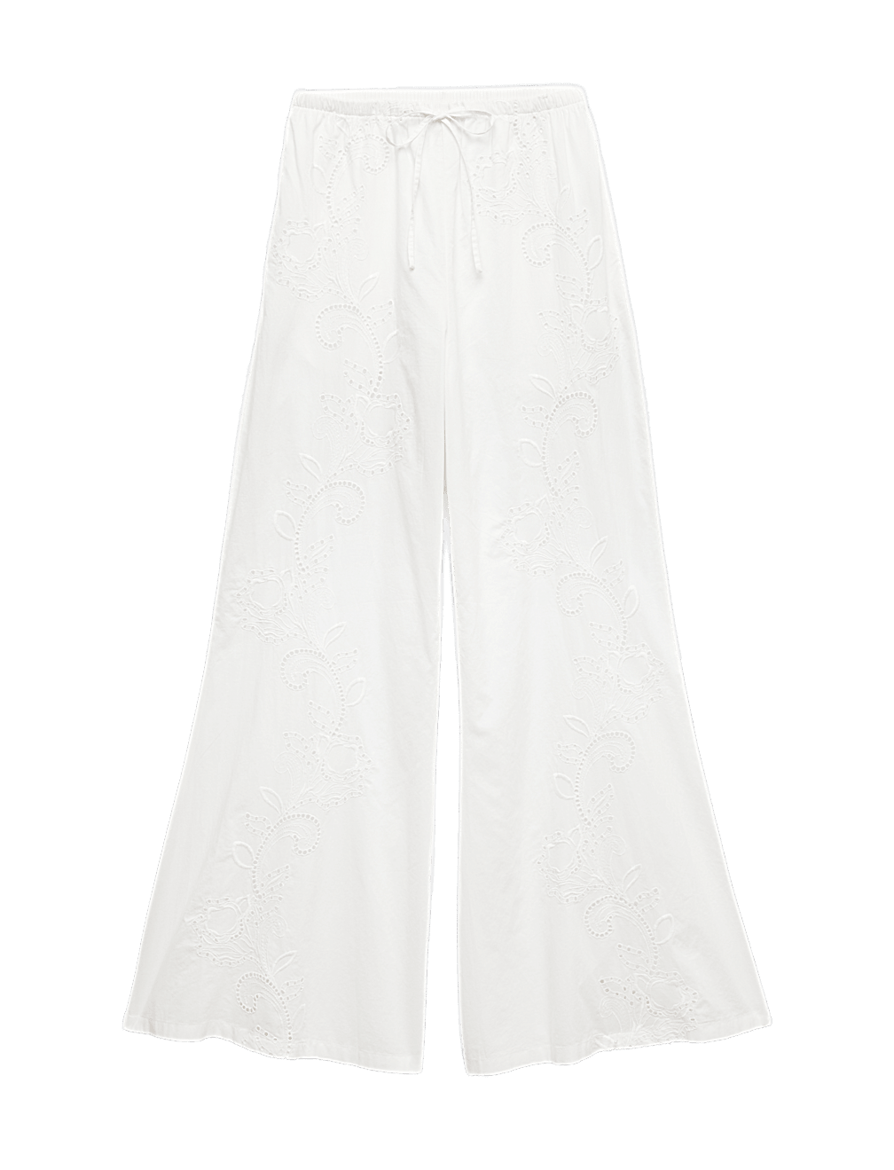 Pure Cotton Textured Broderie Beach Trousers