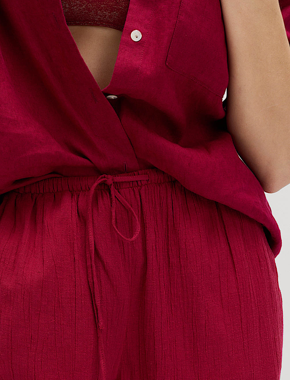 Cotton Rich Beach Trousers with Linen