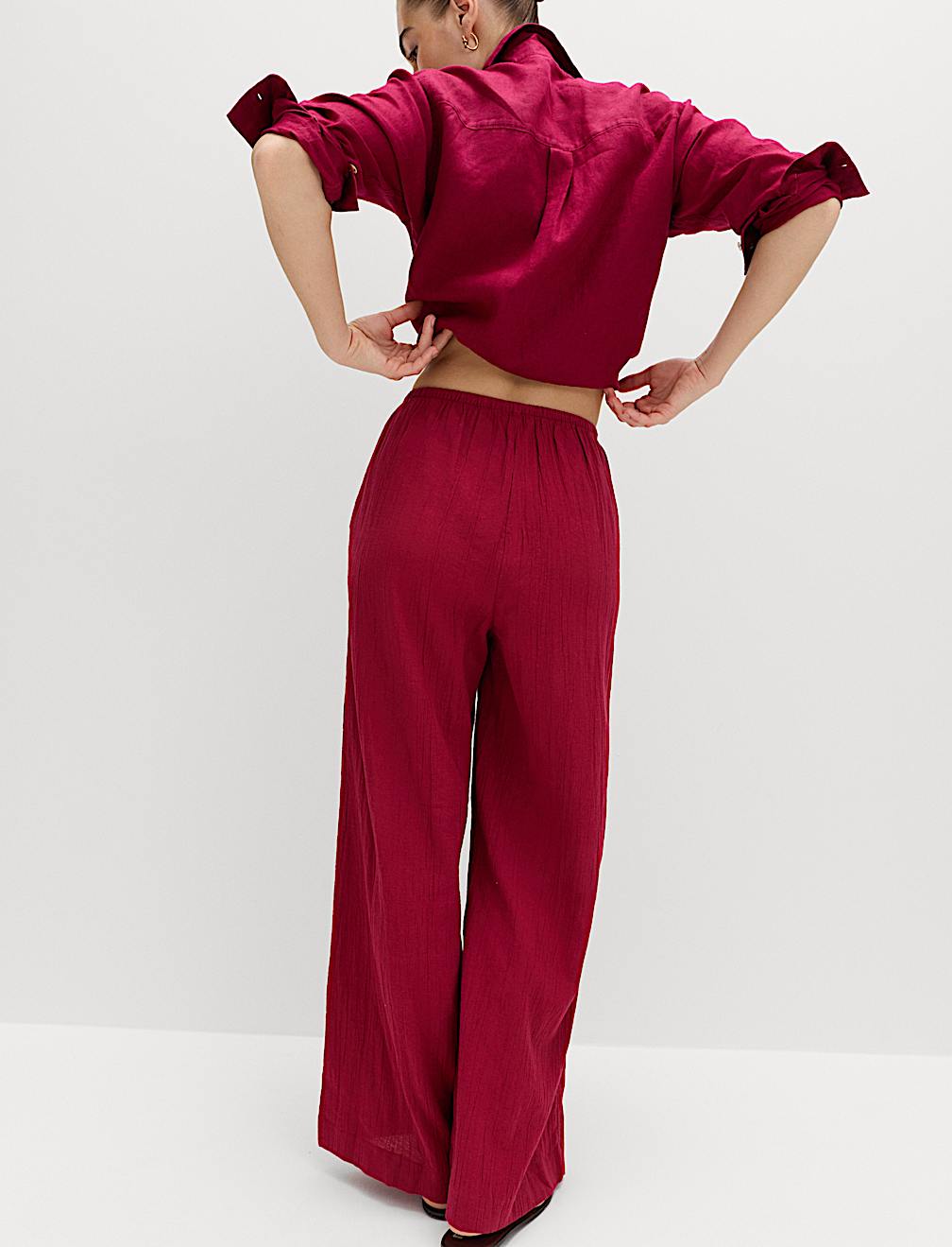 Cotton Rich Beach Trousers with Linen