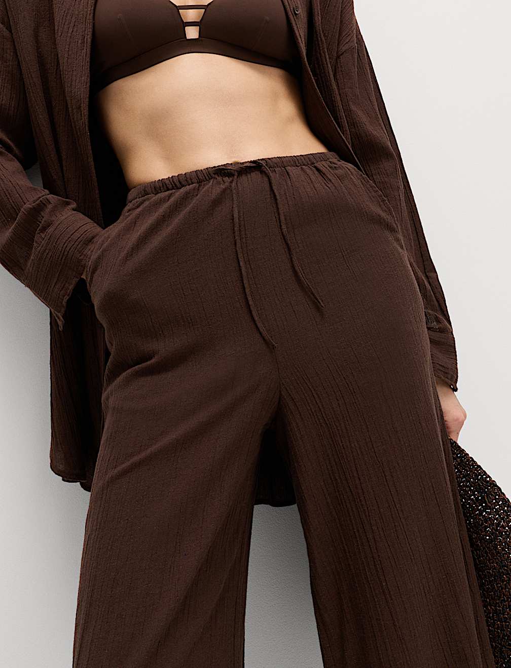 Cotton Rich Beach Trousers with Linen