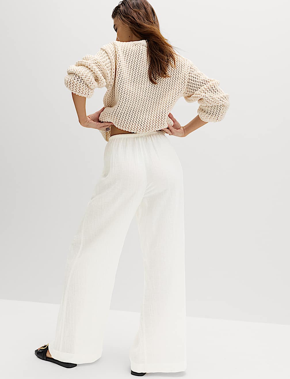 Cotton Rich Beach Trousers with Linen