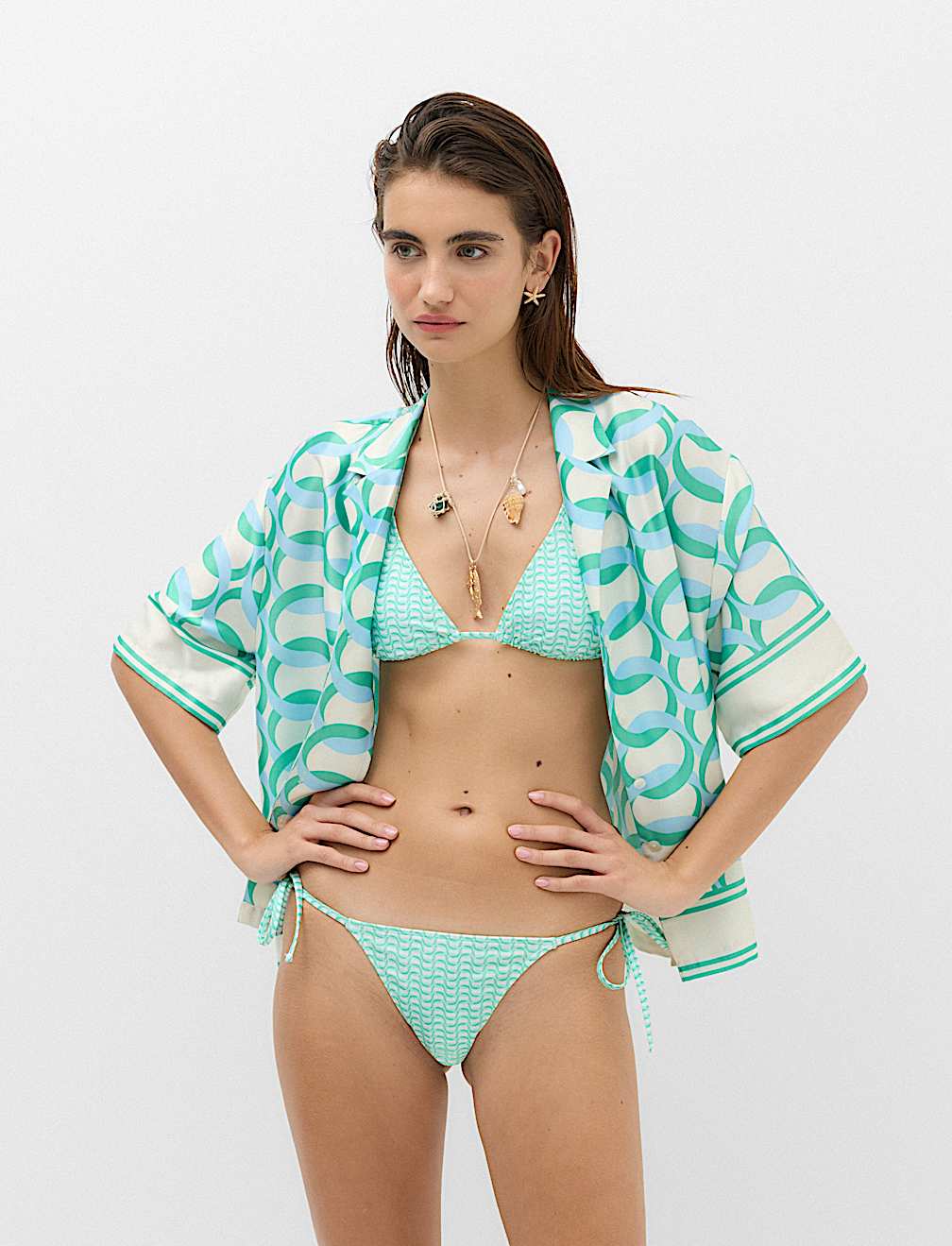 Satin Printed Short Sleeve Beach Shirt