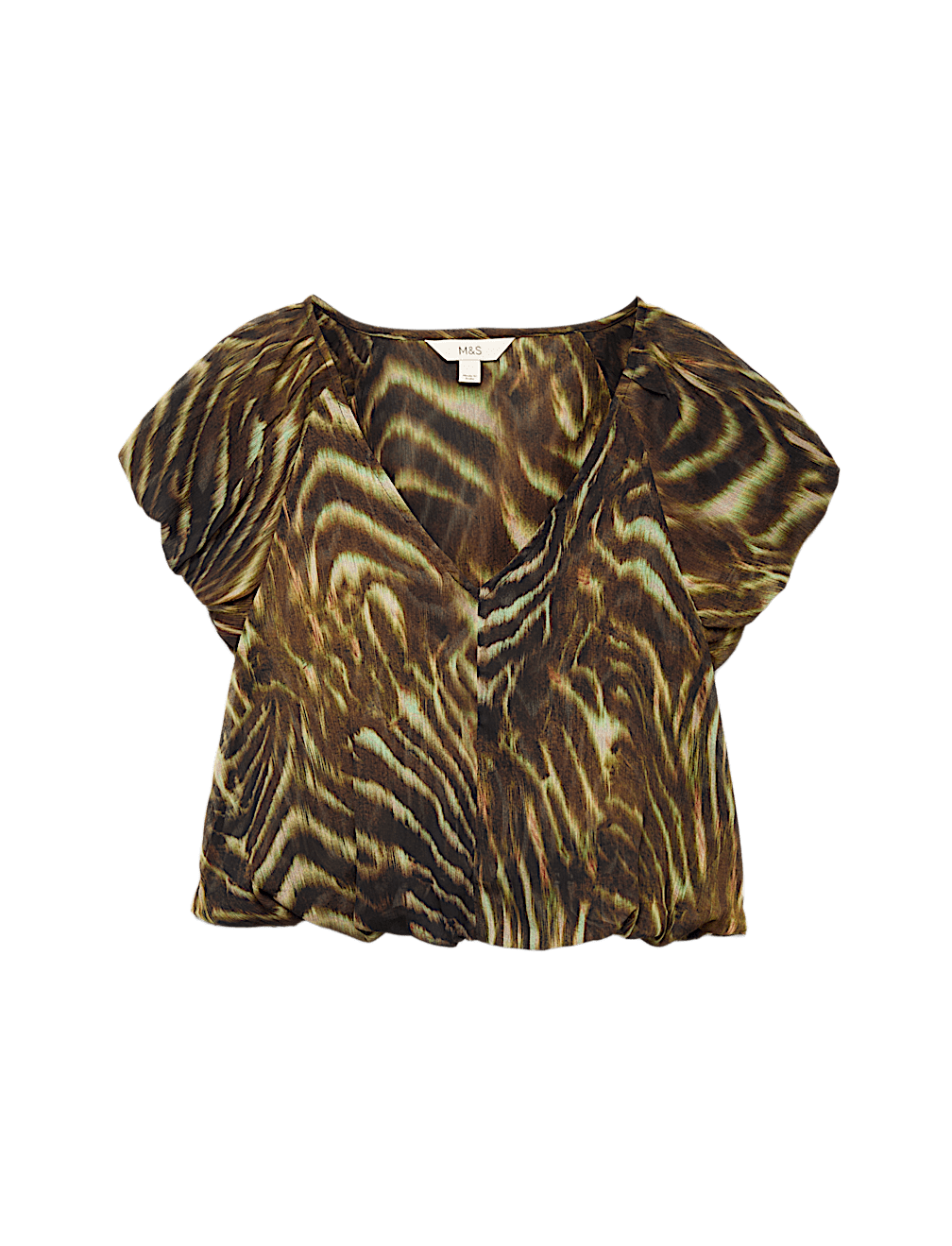 Printed Puff Sleeve Volume Top
