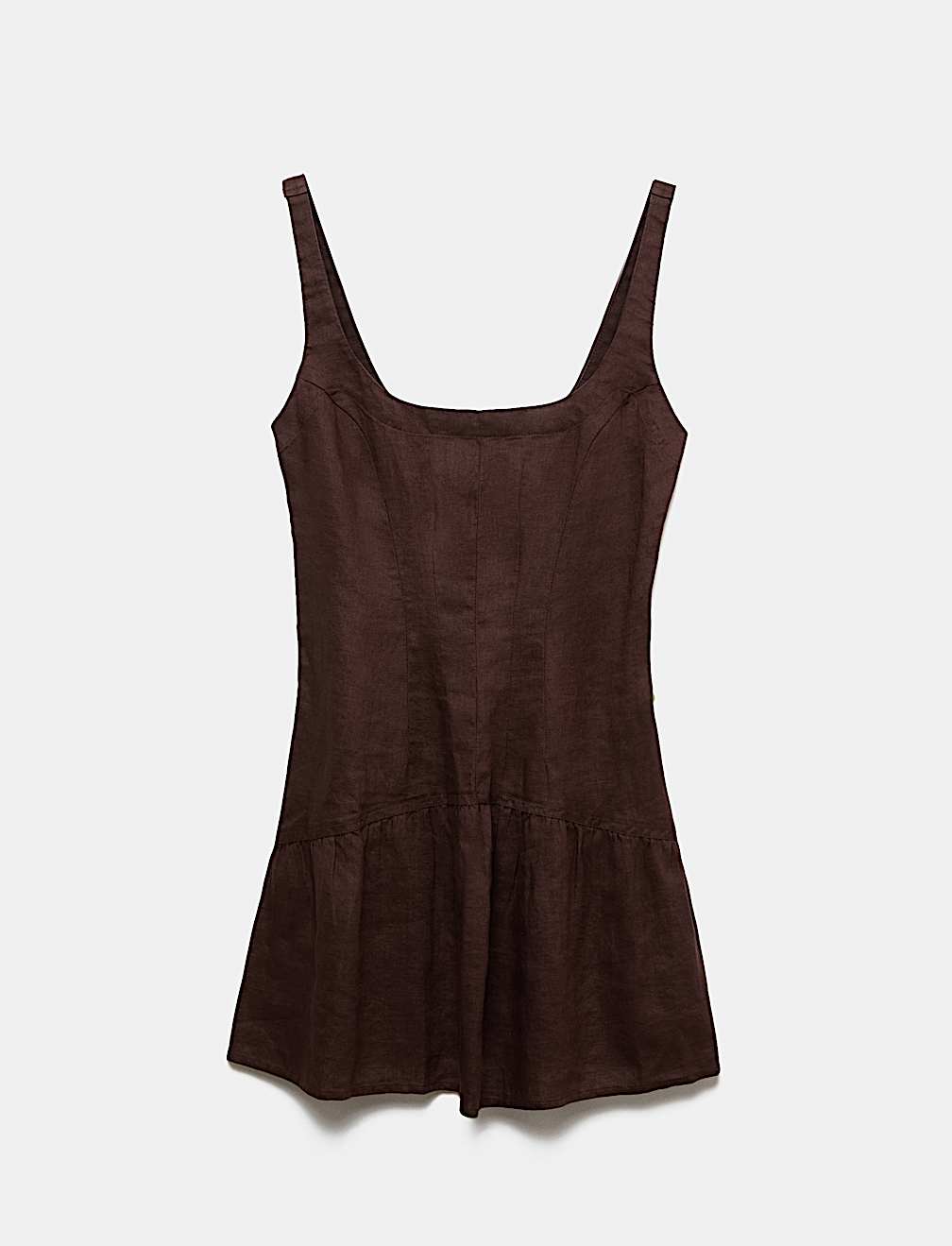 Pure Linen Square Neck Peplum Top