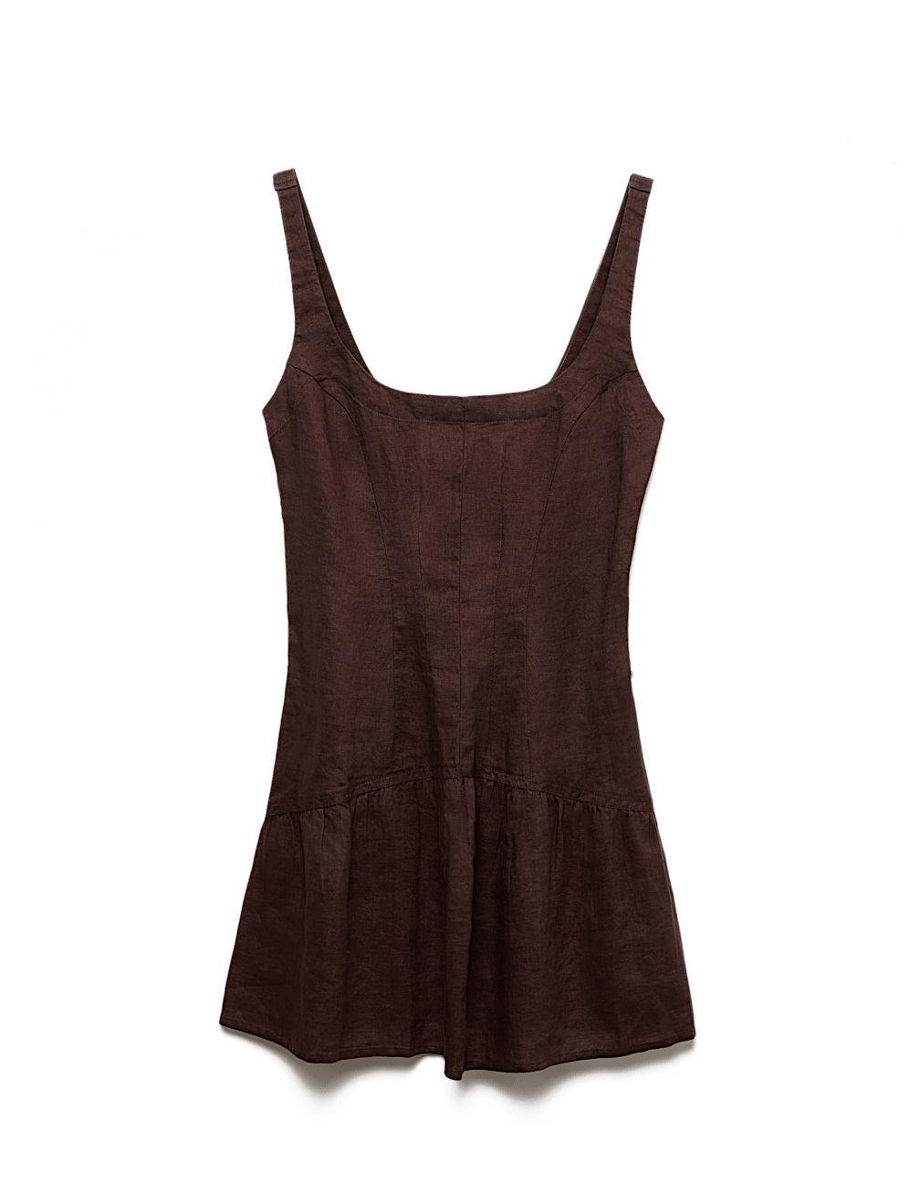 Pure Linen Square Neck Peplum Top