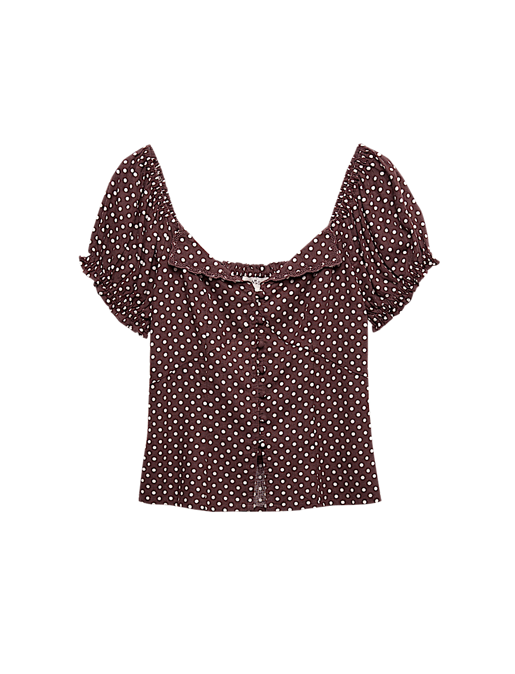Linen Rich Polka Dot Square Neck Top