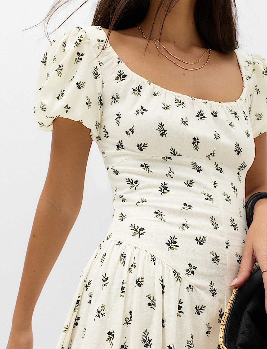 Linen Rich Floral Scoop Neck Maxi Dress