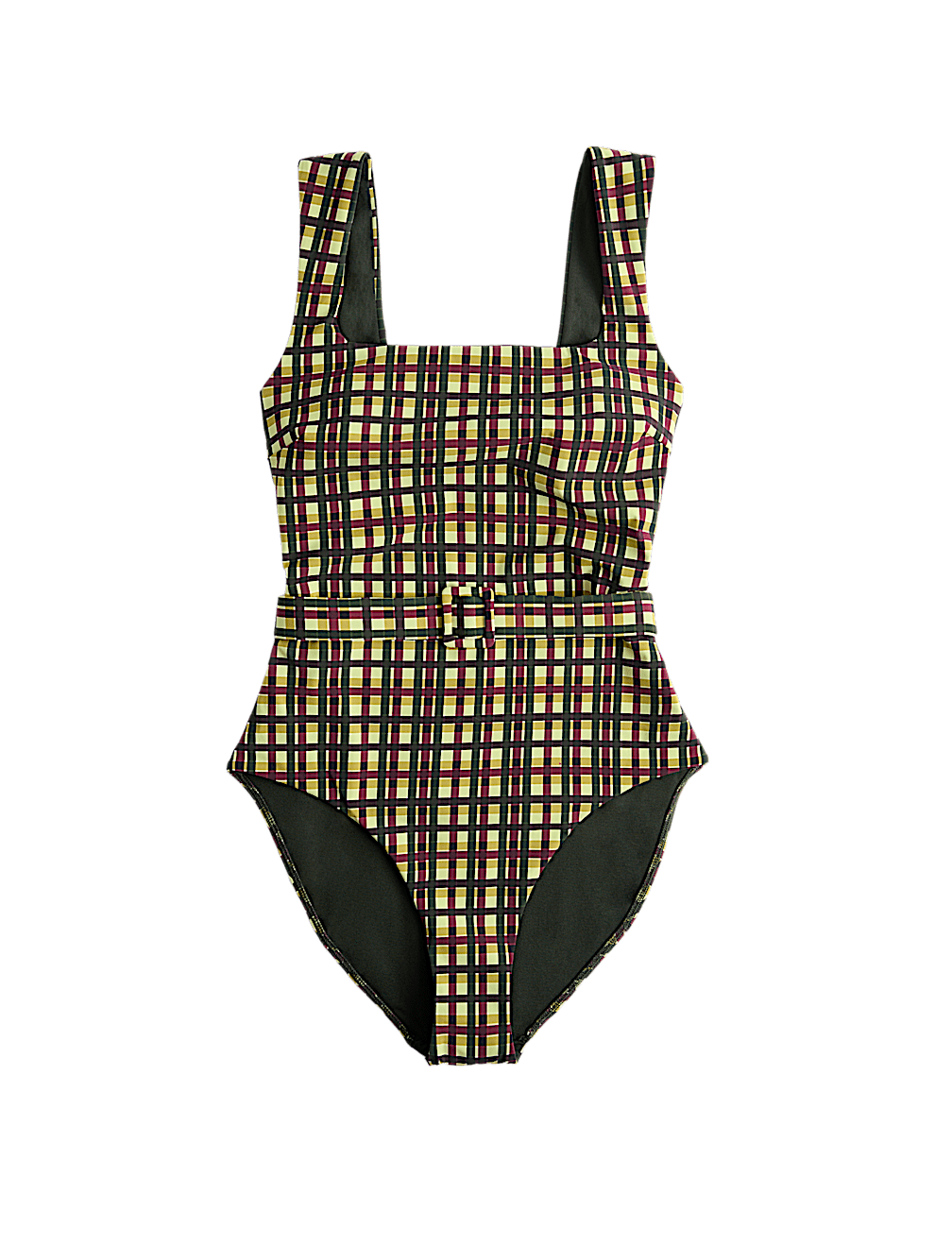 Printed Padded Belted Square Neck Swimsuit