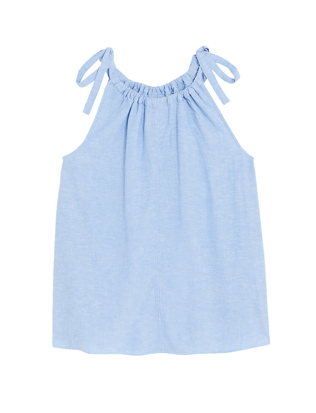 Linen Rich High Neck Tie Detail Cami Top