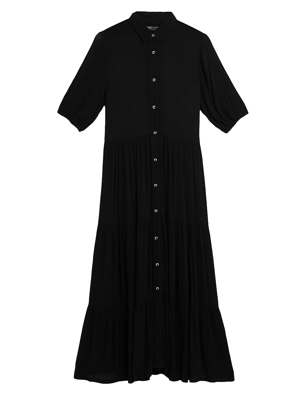 Button Through Maxi Tiered Dress