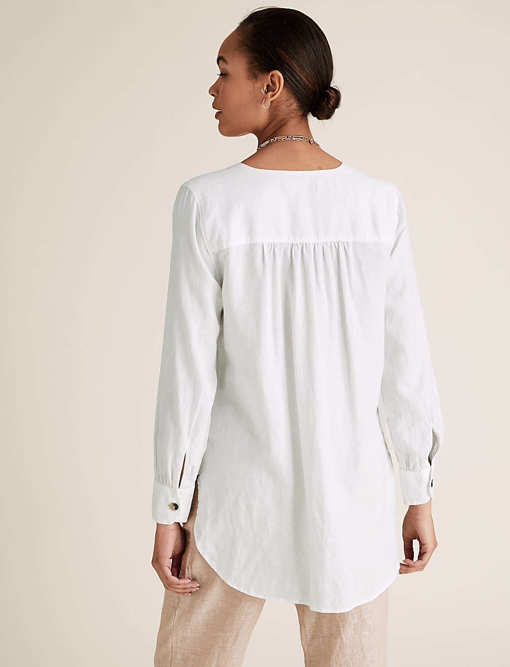 Linen V-Neck Button Through Tunic