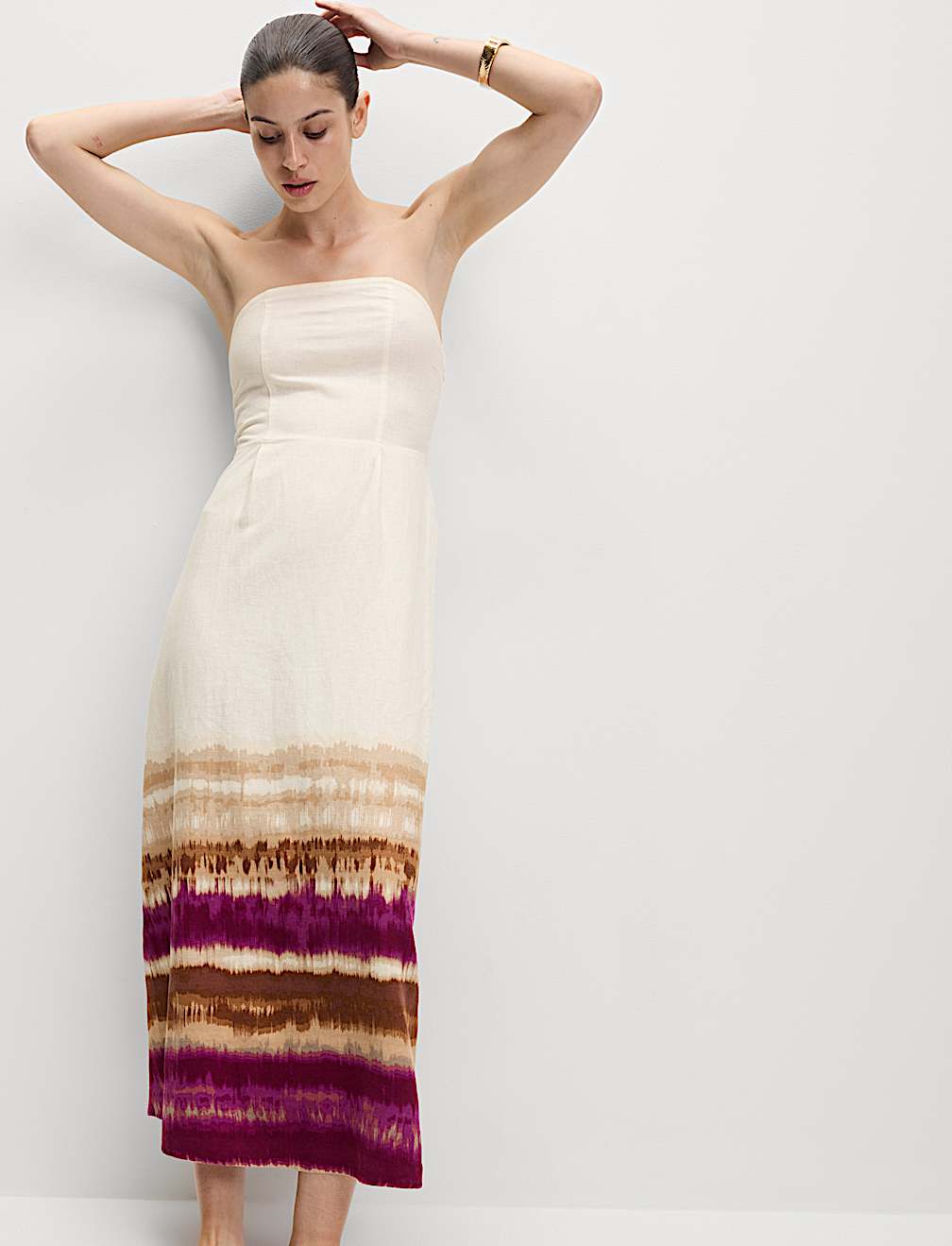 Linen Rich Bandeau Midaxi Dress