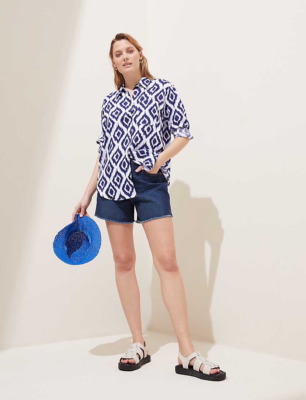 Pure Linen Printed Oversized Shirt