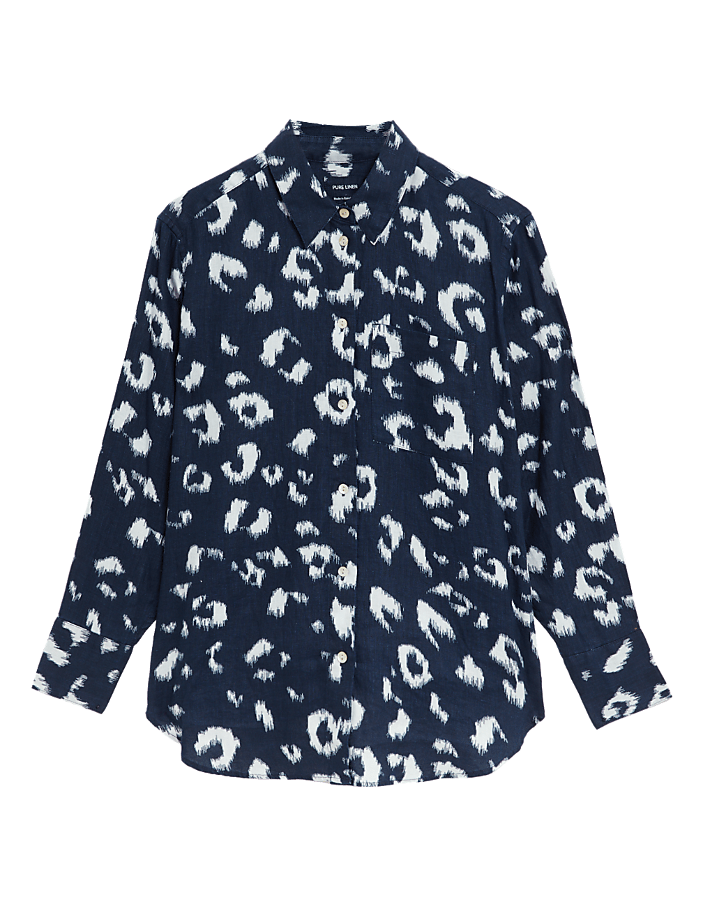 Pure Linen Printed Oversized Shirt