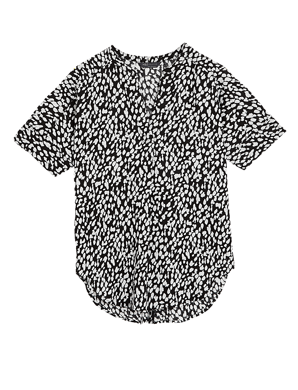 Pure Linen Animal Print Popover Blouse