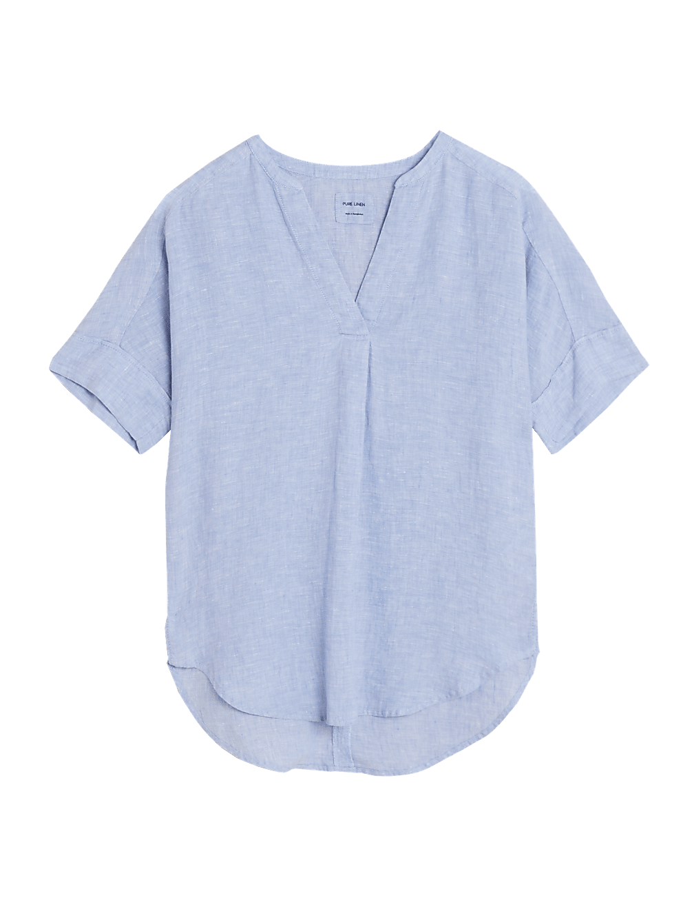 Pure Linen Short Sleeve Popover Blouse
