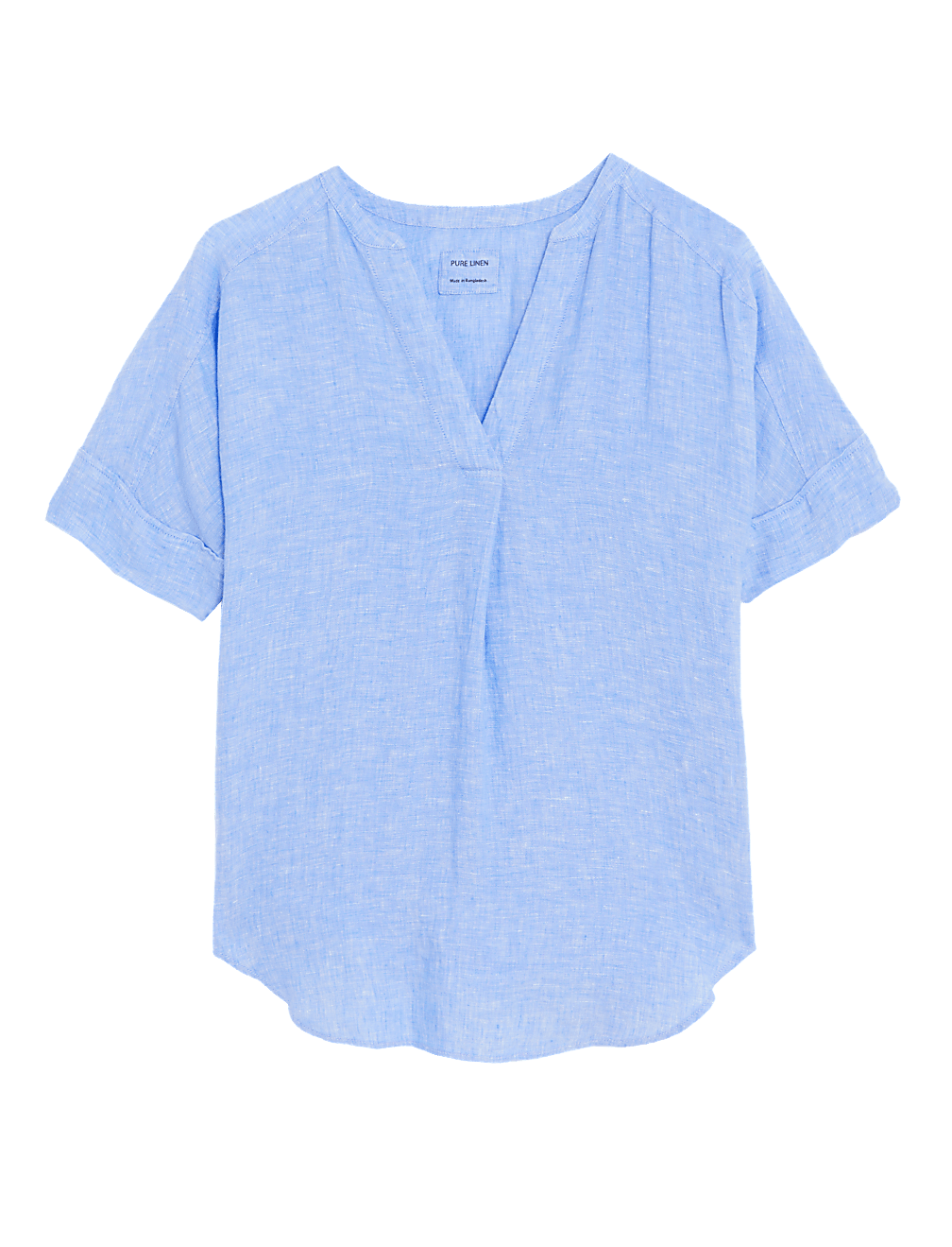 Pure Linen Short Sleeve Popover Blouse