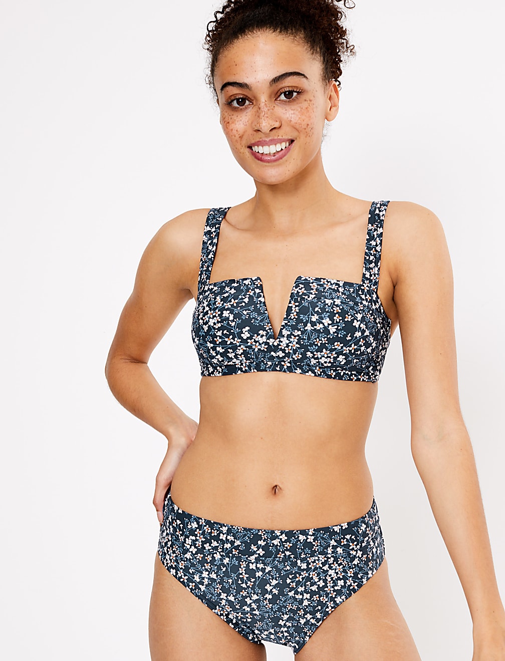Ditsy Floral High Waisted Bikini Bottoms