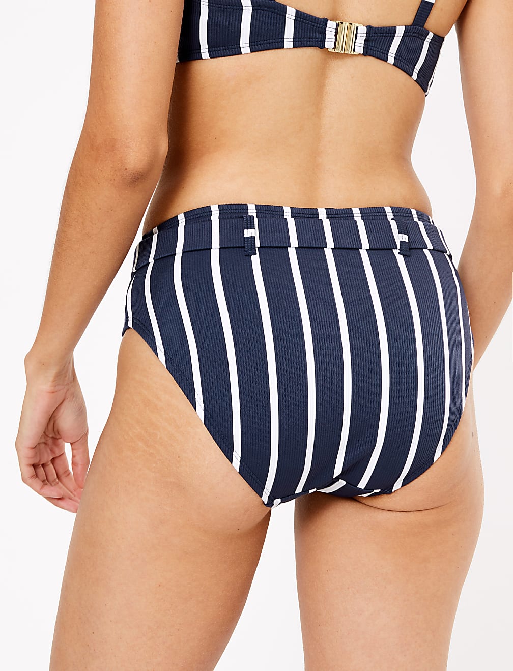 Tummy Control Striped High Waisted Bottoms
