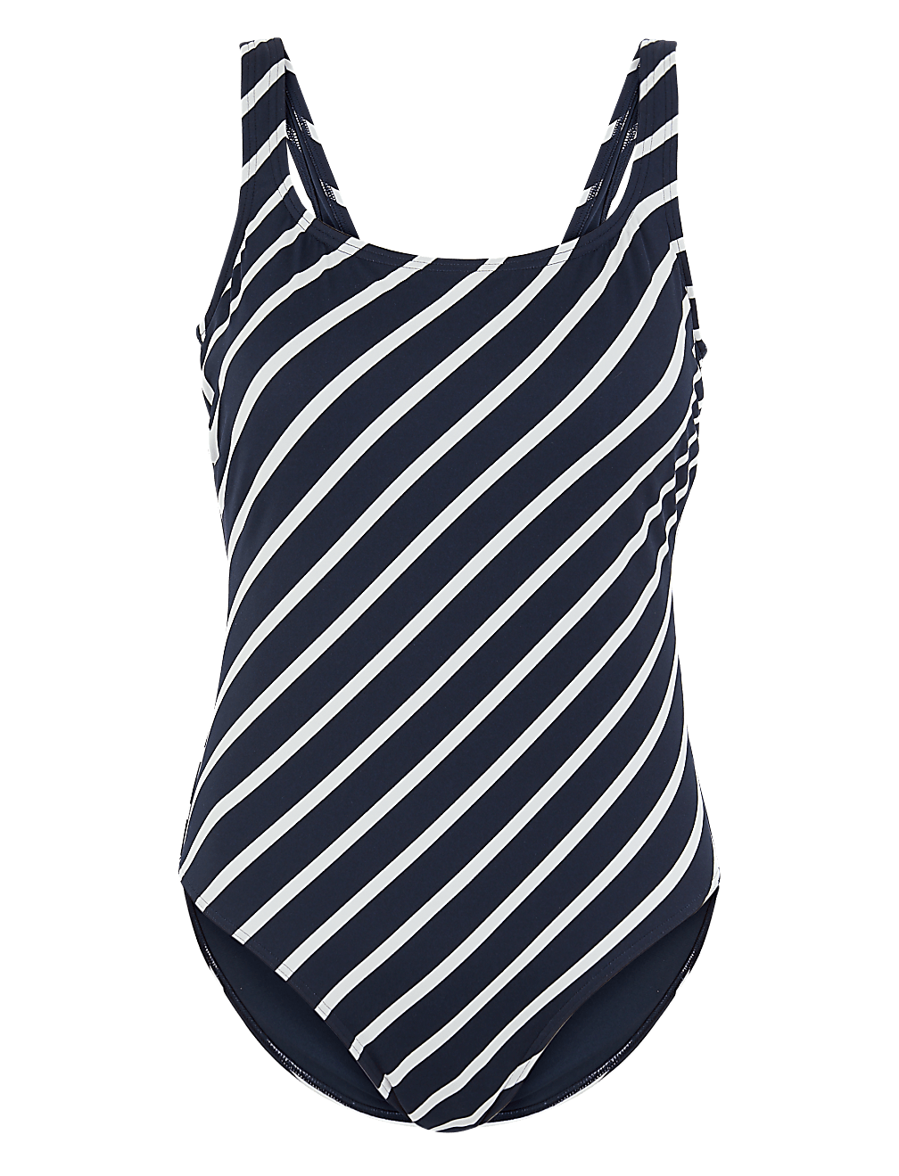 Tummy Control Striped Scoop Neck Swimsuit