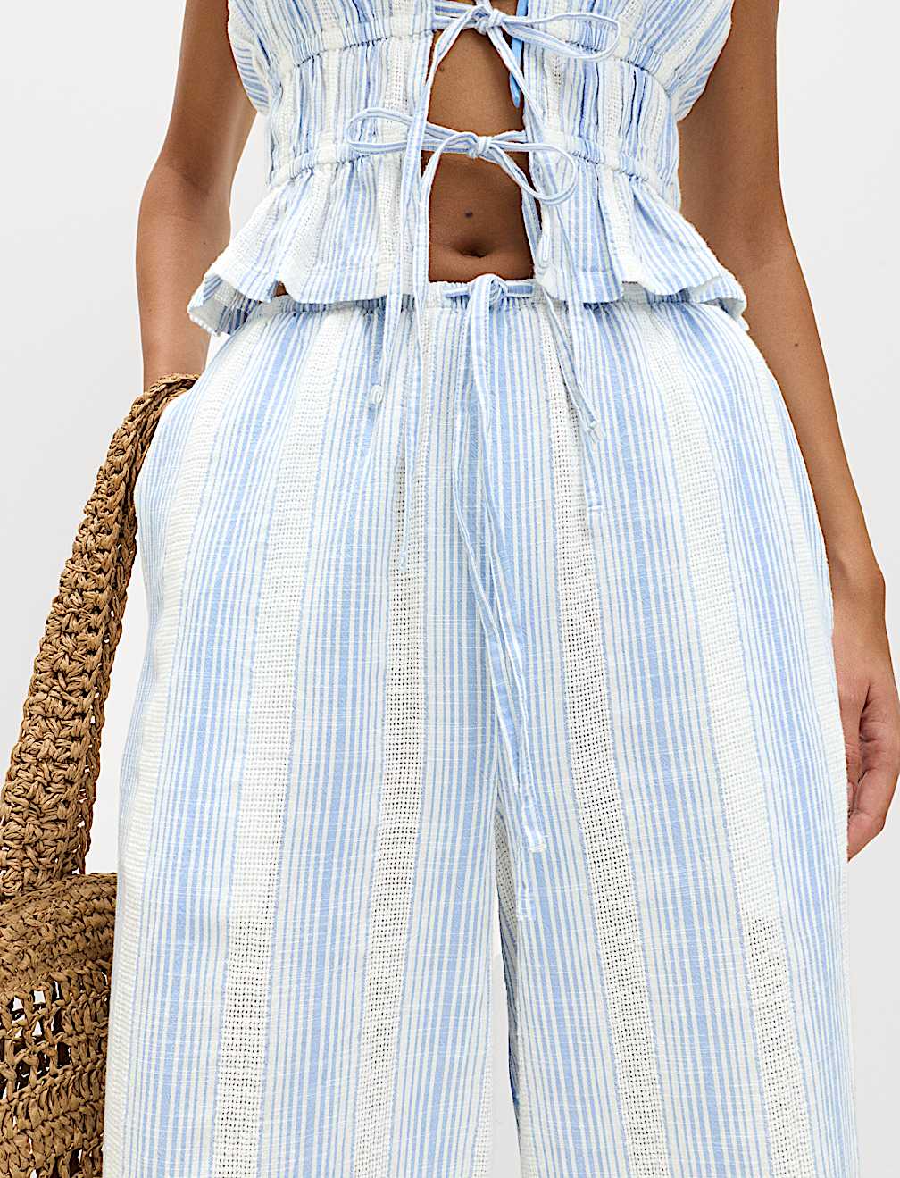 Pure Cotton Striped Beach Trousers