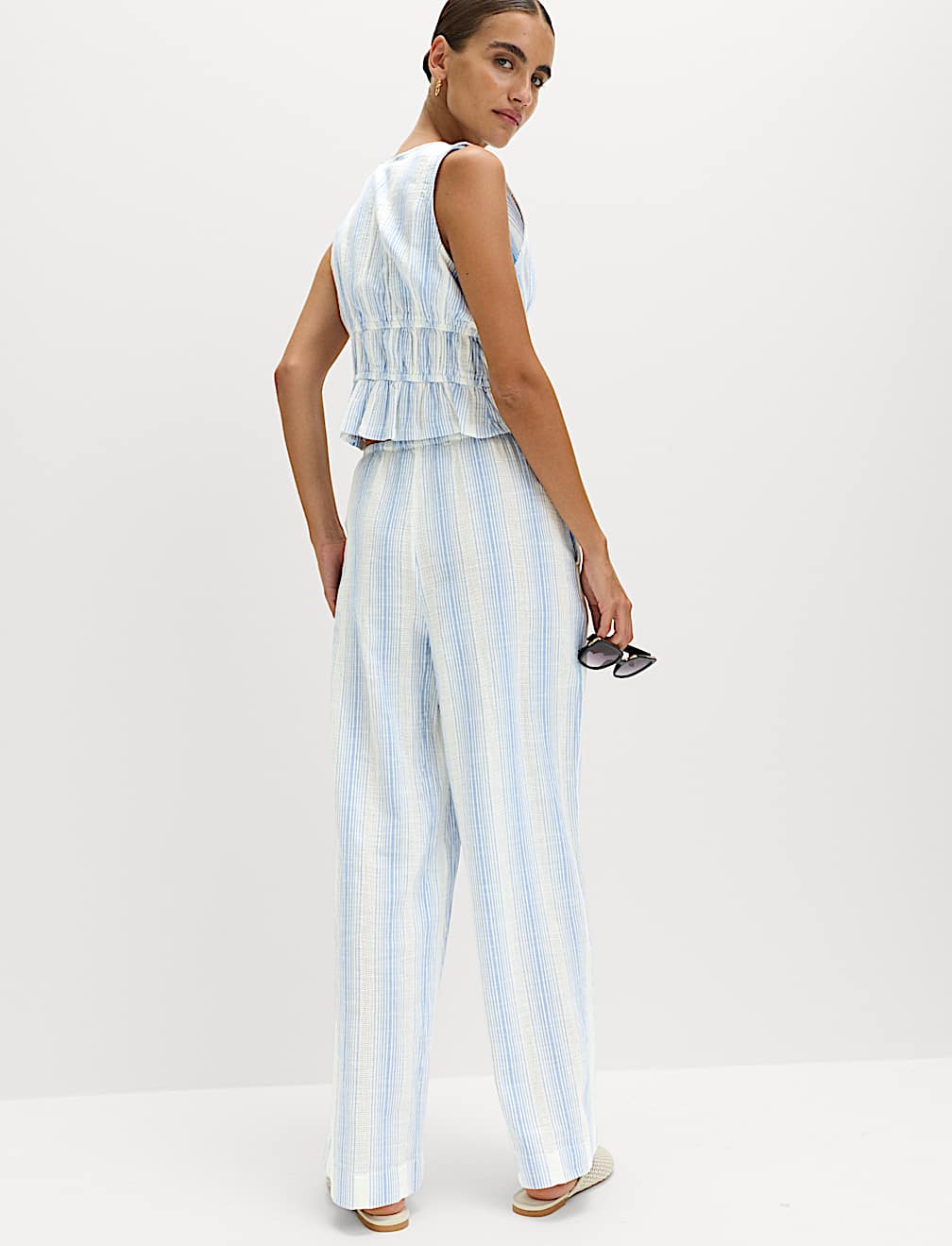 Pure Cotton Striped Beach Trousers