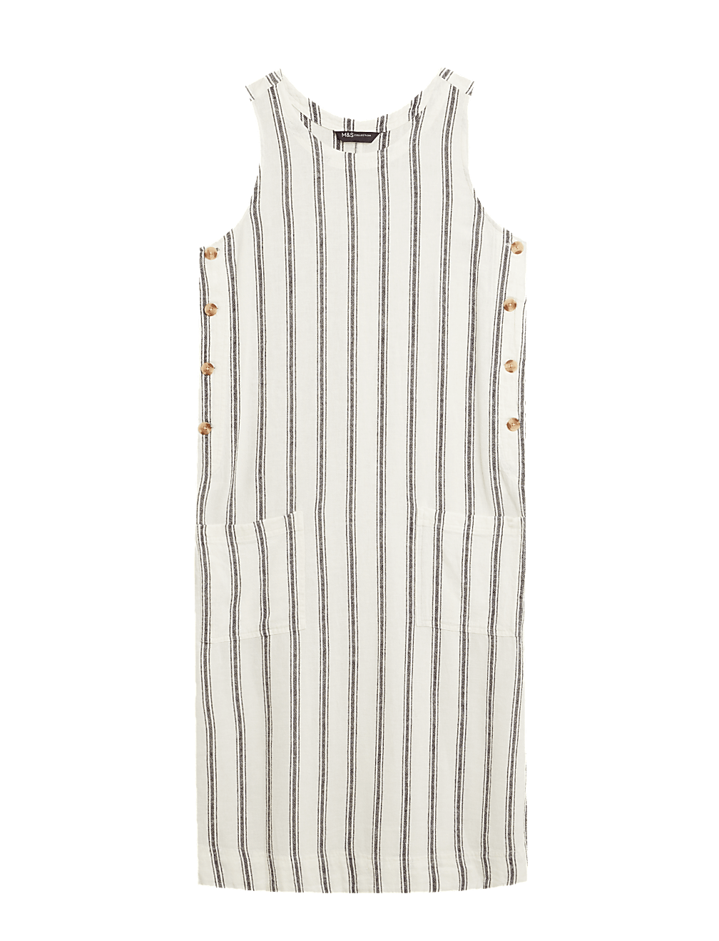 Linen Stripe Midi Shift Dress
