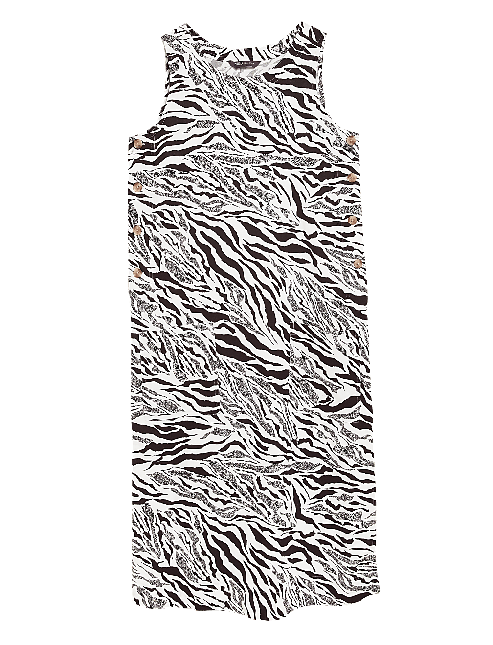 Linen Animal Print Midi Shift Dress