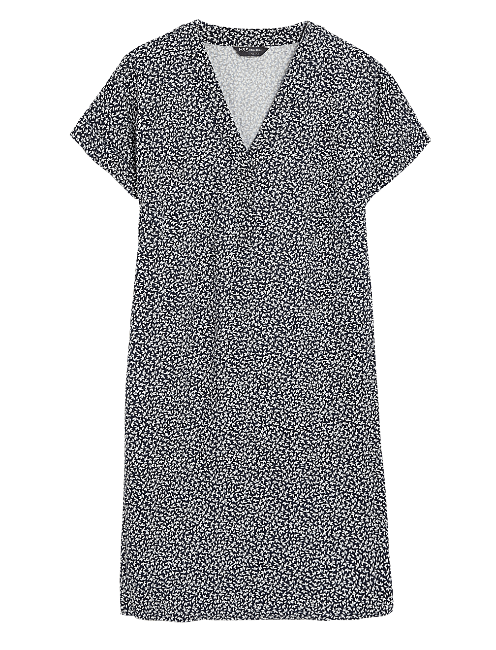 Linen Blend Leaf Print Mini Shift Dress